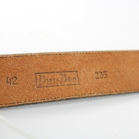 DunDee Mens Belt Size 42 Western Brown Leather Gold Tone Prong D-Ring Buckle - Picture 10 of 12